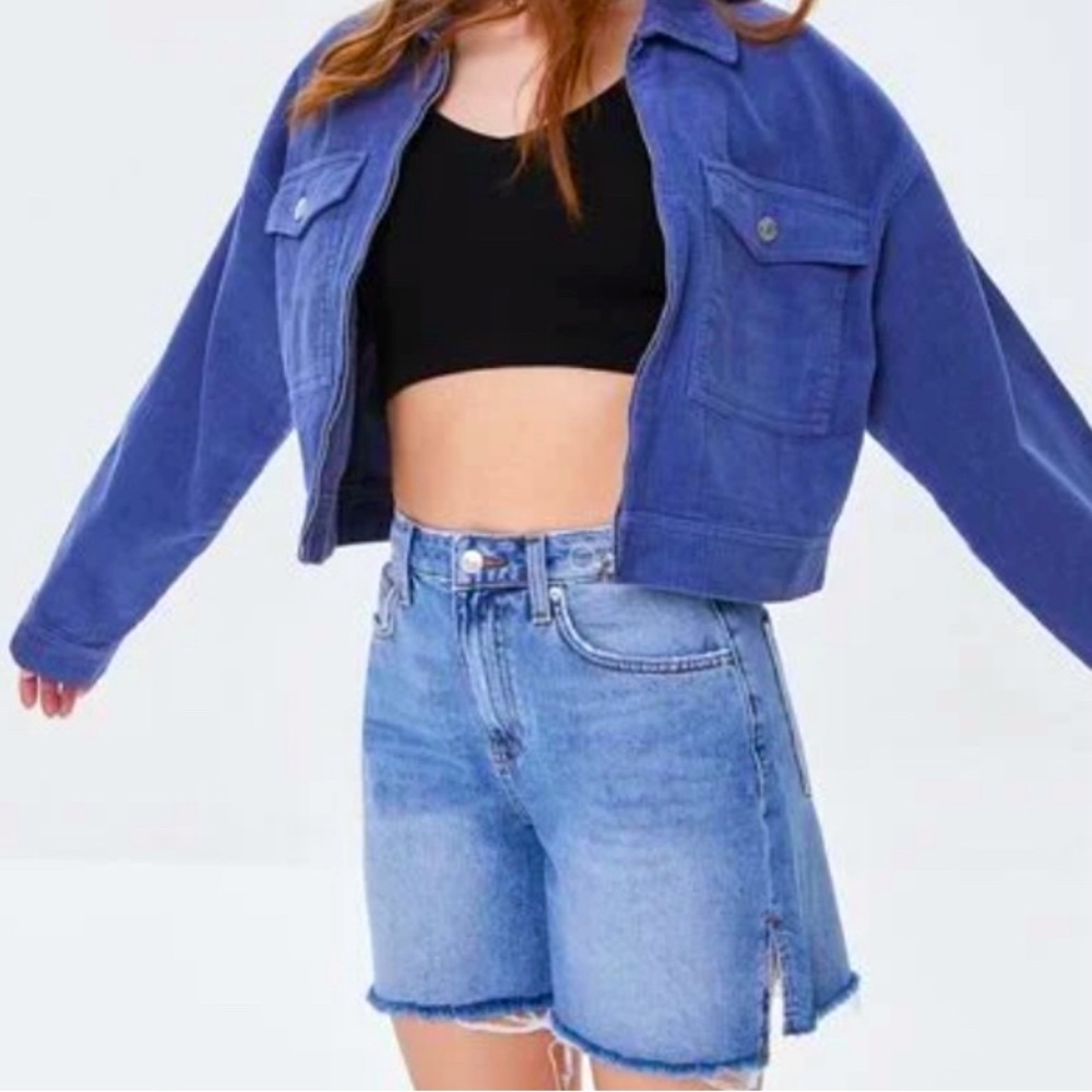 New Corduroy Crop Zip-up Jacket - Medium